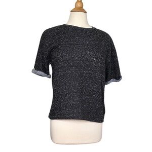 Zara Trafaluc Heathered Charcoal Cuffed Sleeves Sweater Material TJ